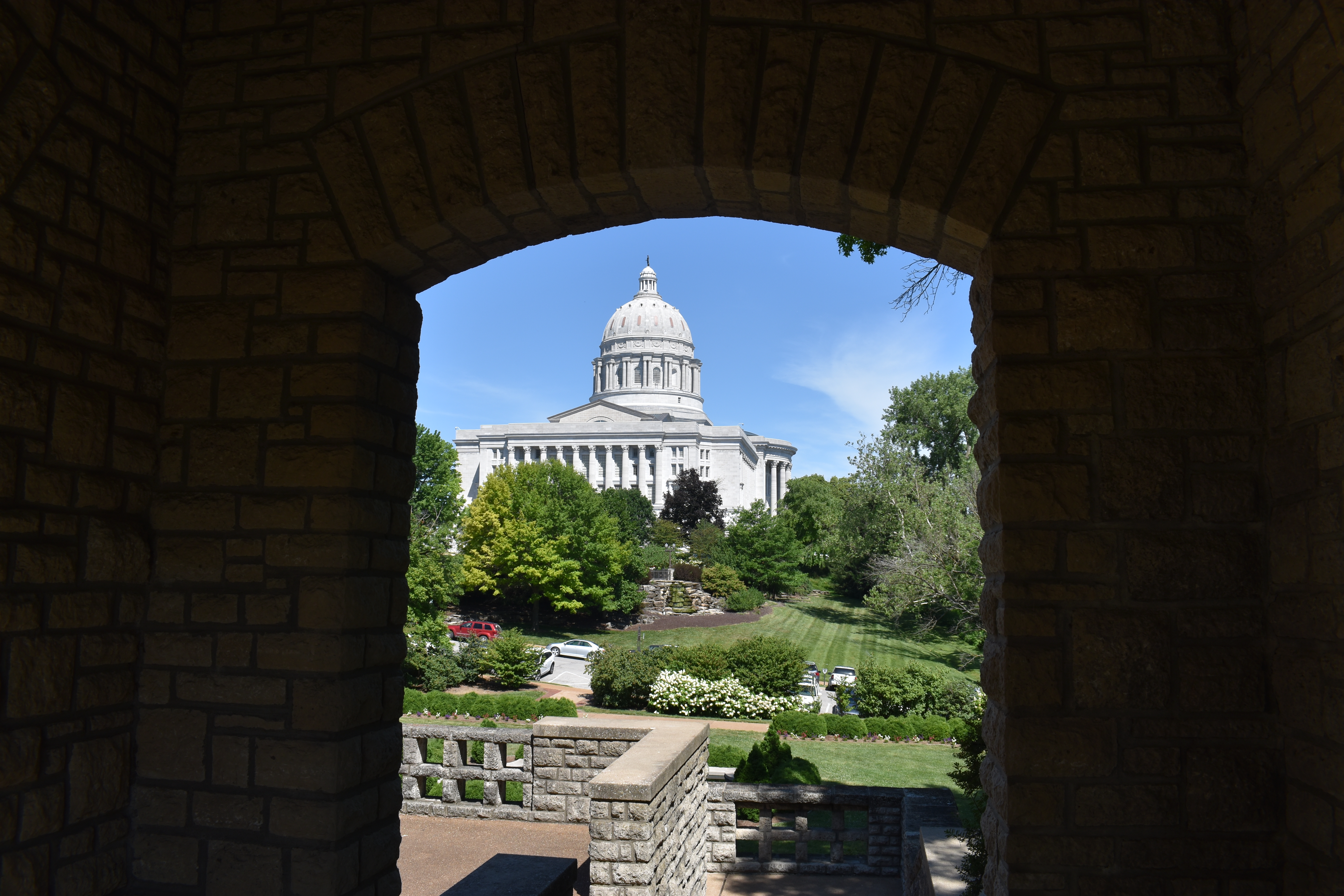Missouri State Capitol building as seen from Governor's garden