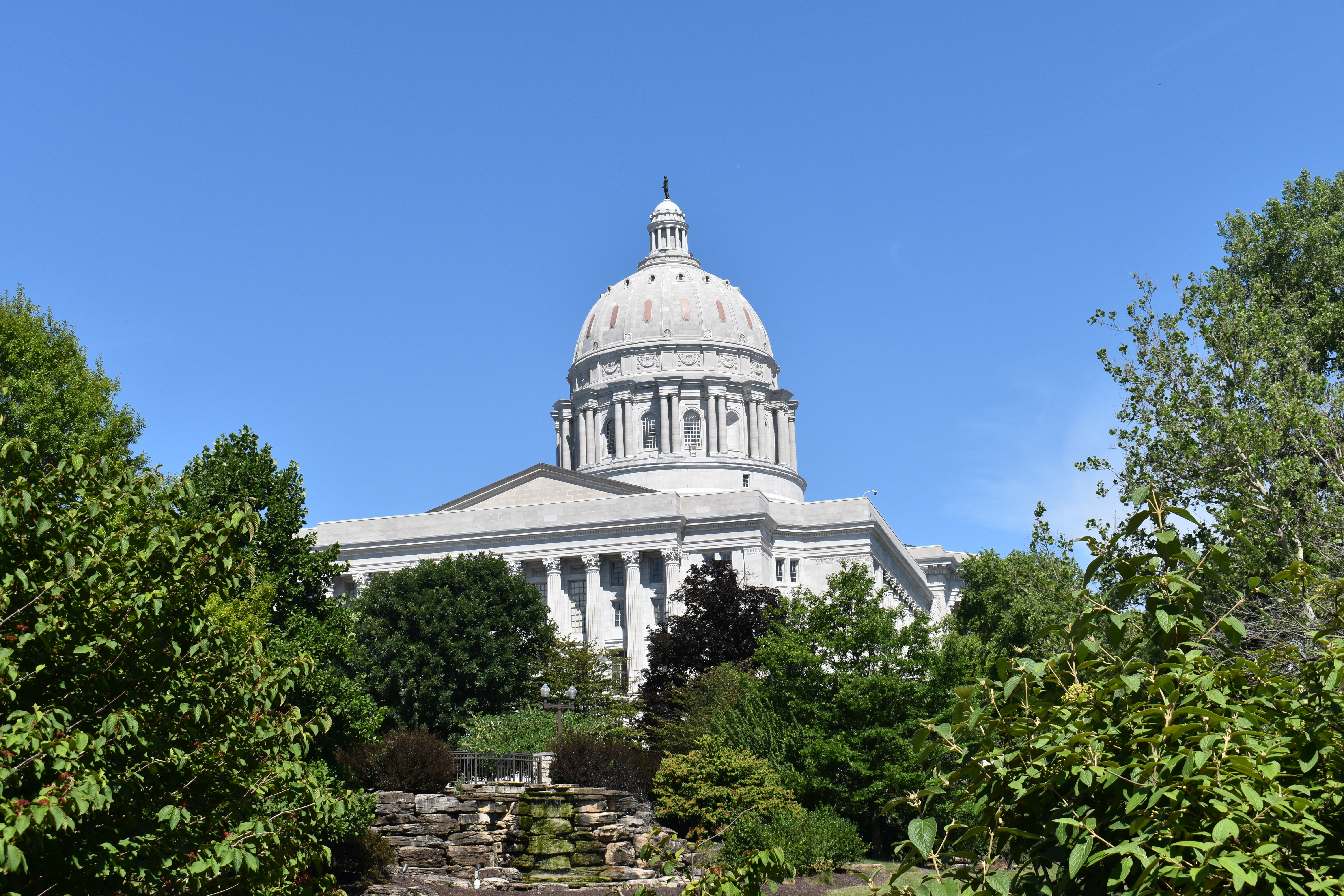 Missouri state capitol taken from the governor's garden.